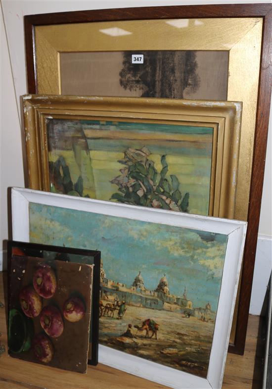 A pair of oil still lifes, a stylish oil on canvas still life of roses, 50 x 62cm,